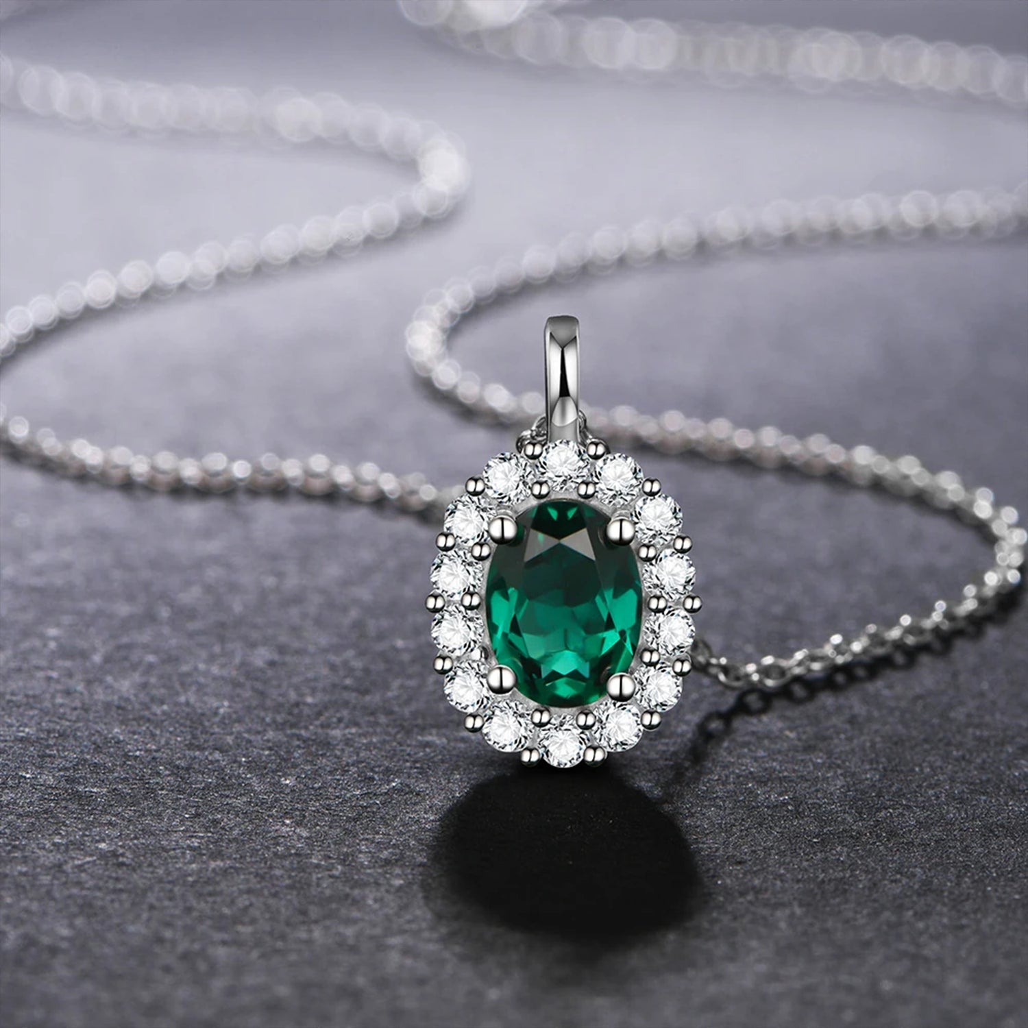 Celeste Moissanite & Emerald Pendant Necklace